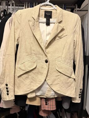 Smythe Beige Textured Single-Button Blazer